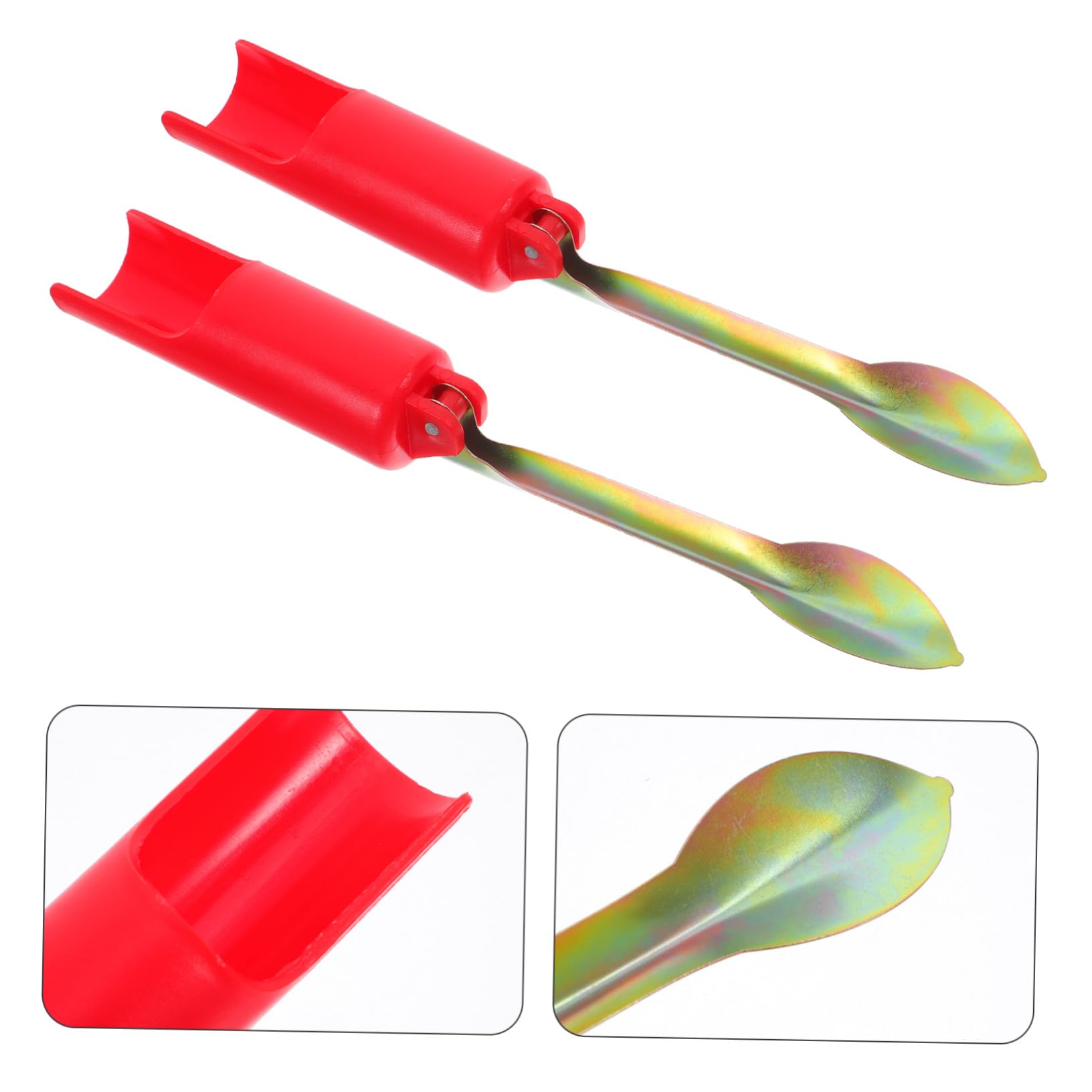2 Plegables para Caña de Pescar de 32 Cm en Plástico y Metal, Diseño Compacto para Pesca en Hielo y Orilla, Color Rojo, Reduce Fatiga