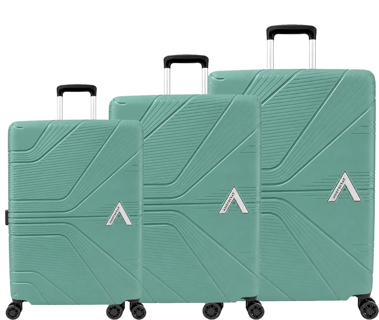Aristocrat Trolley Bag Set, 55/65/75 cm, Hardside PP Shell, Dual Wheels, Multi-Stage System, 10-Number Zipper, 3-Year Warranty (Navy Blue, Set of 3) (Slate Green)-image-18