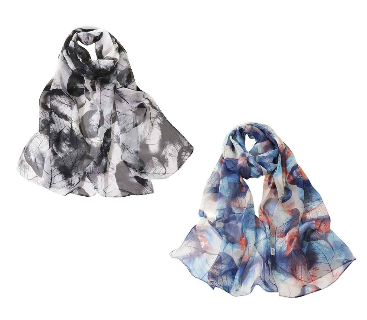 Acotavie2 Pcs Scarfs for Women Lightweight Scarves Fashion Floral Print Shawls Holiday Gifts Scarf, A15, One size