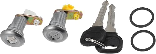 ACROPIX Cilindro de cerradura de puerta de repuesto para Mazda B2200 - Paquete de 4 unidades, tono plateado, negro