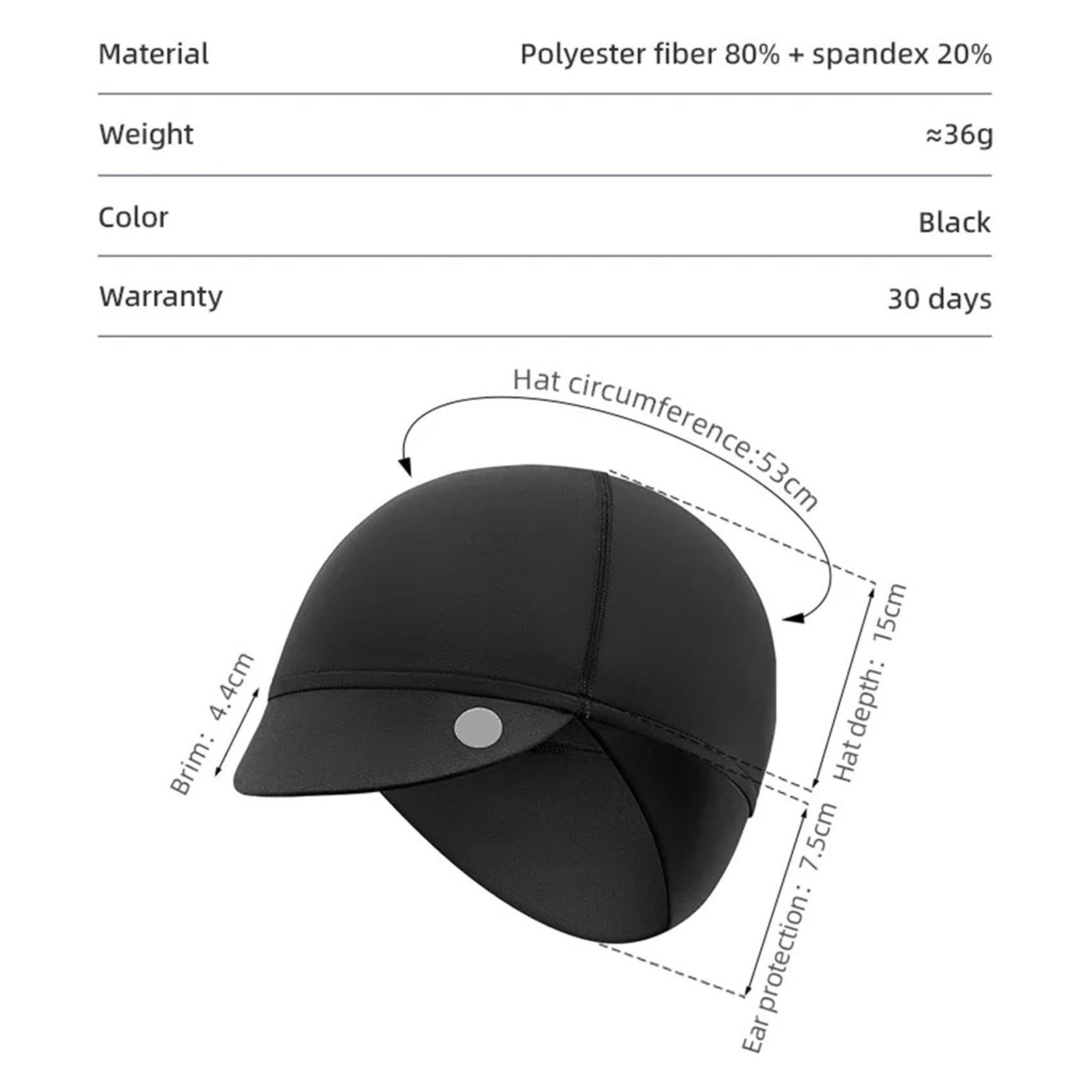 Casquette de Cyclisme for Hommes et Femmes, 2 pièces, Garde au Chaud, Thermique, en Peluche, Coupe-Vent, Protection des Oreilles, Confortable, Ski, équitation, Petite Casquette pour Vélo