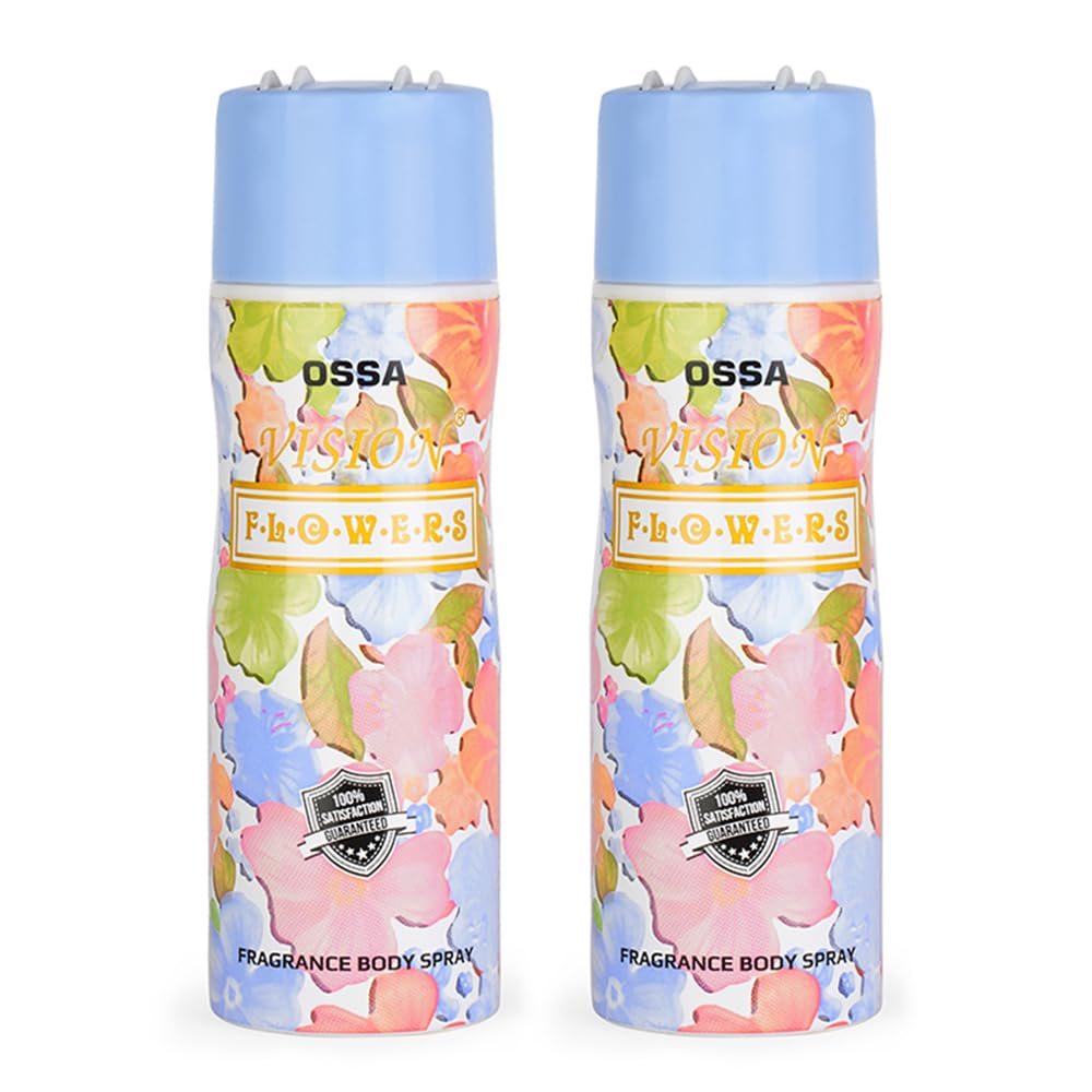 Ossa Vision Flowers Body Spray 200ml Blend Of Musky Floral And Citrusy Notes | Long Lasting Fragrance Premium Deodorant Combo For Women (Pack of 2)
