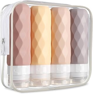 Travel Bottles for Toiletries, Tsa Approved 3oz Portable Travel Bottles, BPA Free Leak Proof Squeezable Travel Size Containers, Travel Accessories for Shampoo Conditioner Lotion (4 Pack)