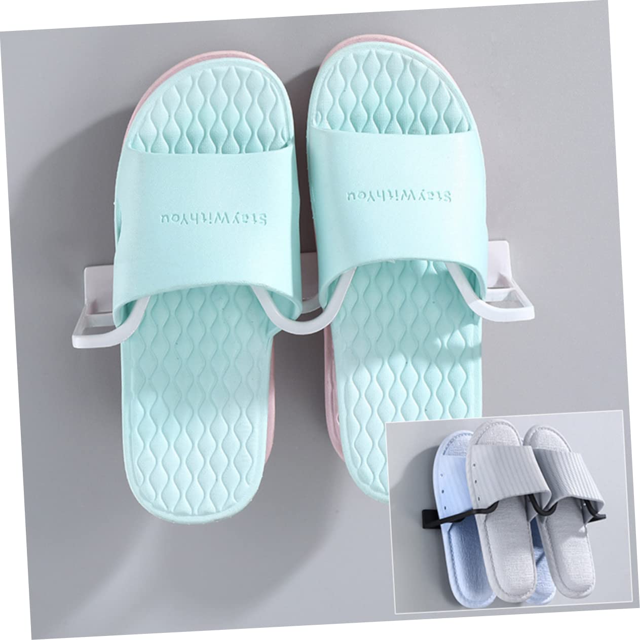 Garneck 1pc Slipper Stand Racks Hanging Shoe Rack Slippers Shoe Organizer Hanger Mount Slipper Wall Storage Bathroom Plain Home Shoe Storage Holder Shoe Stand White