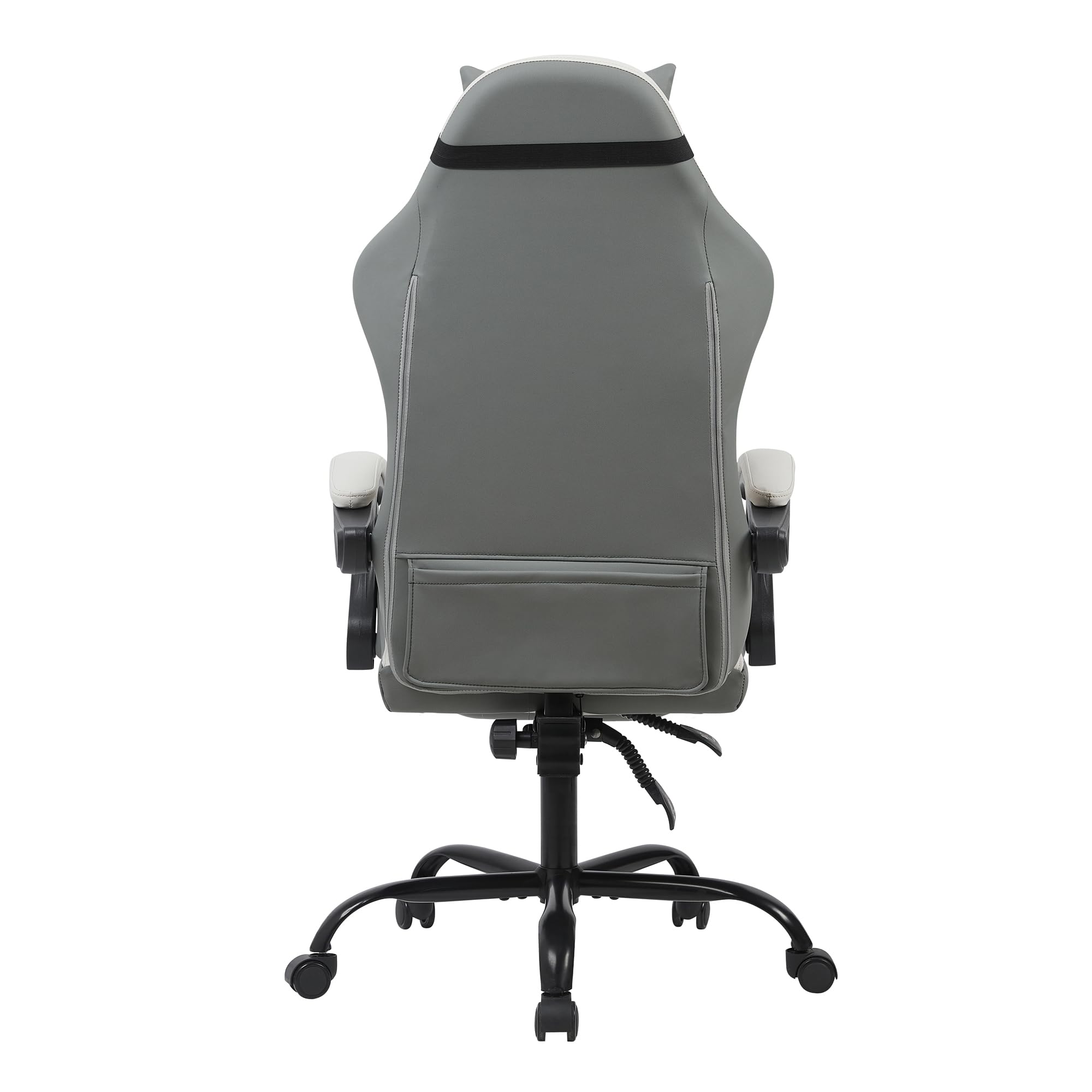 Atenza Ergonomischer Gaming Stuhl mit Fußstütze, Gaming Chair bis 136kg (Dunkelgrau-Weiß)