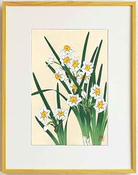 原滄月「湿原の花」日本画 額装 J コスモス01」透明水彩画 原画 風景画 額縁付 ハガキサイズ 絵画