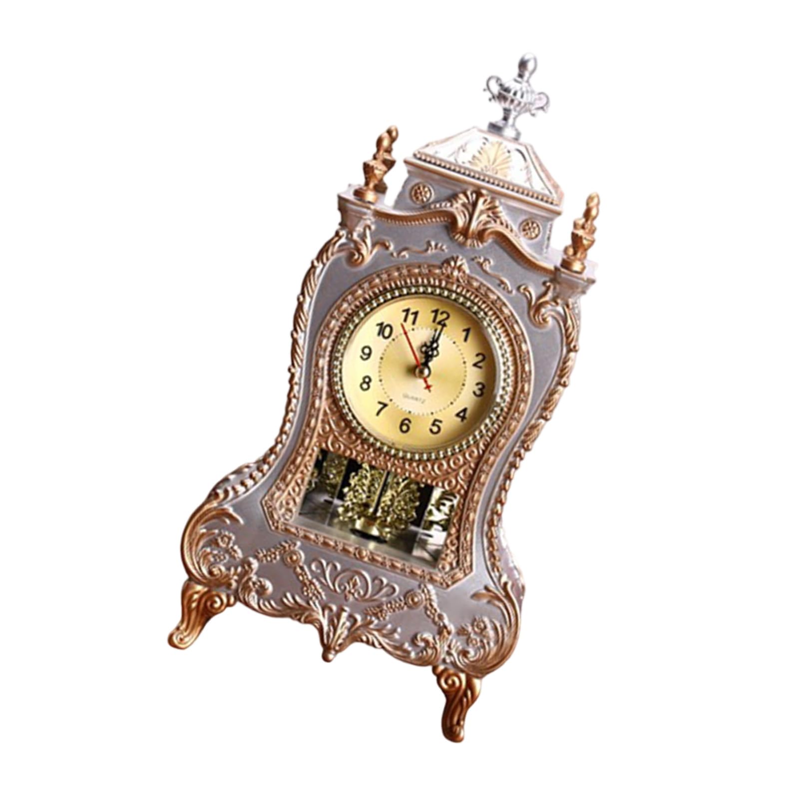 Thewasc White Decorative European Vintage Mantels Clock Automatically Plays Unique Music Chimes On The Hour With Pendulums Decoration Hourly Music Chiming Desk Clock