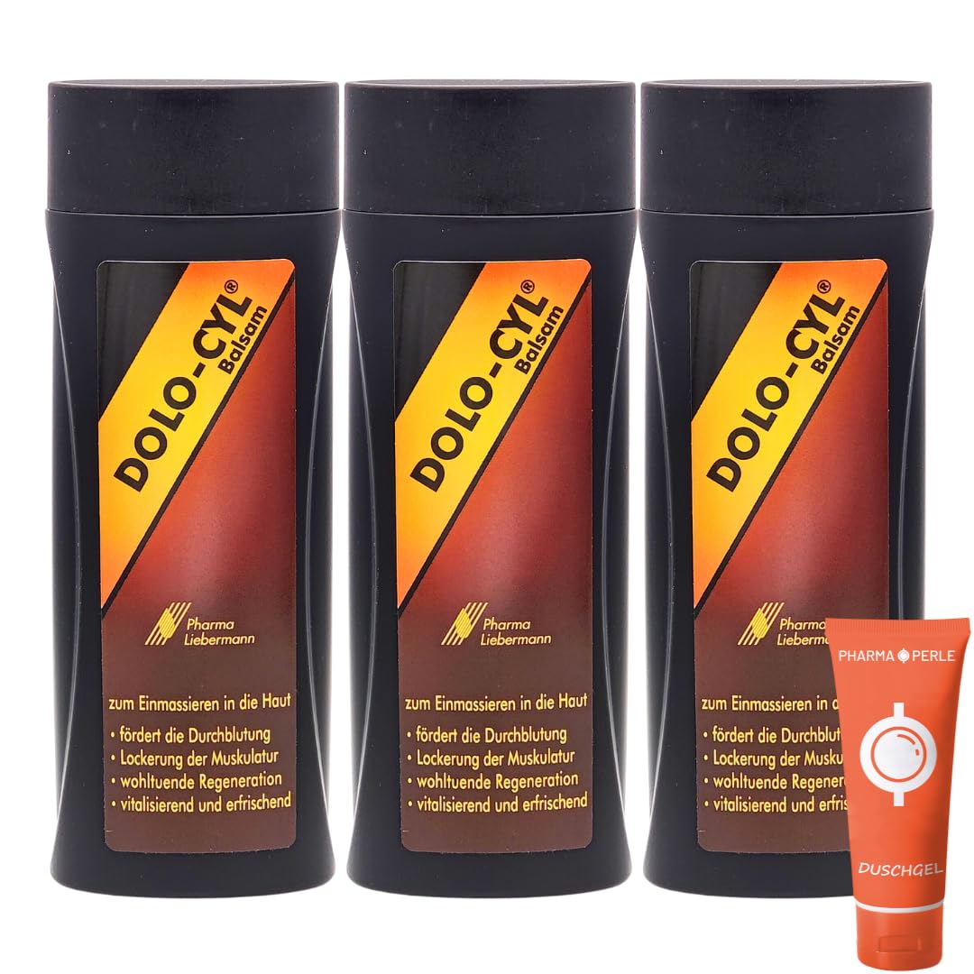 DOLO-CYL Balsam 3x 100 ml I Pflegebalsam mit ätherischen Ölen I Muskelschmerzen I Verkrampfungen I Muskelkater I Verspannungen I Arnika I Johanniskraut I Spar-Set plus Pharma-Perle give-away