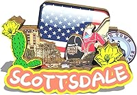 Vista 1 de USA Scottsdale - Imán de nevera con imán de madera 3D, monumentos de viaje, decoración coleccionable hecha a mano