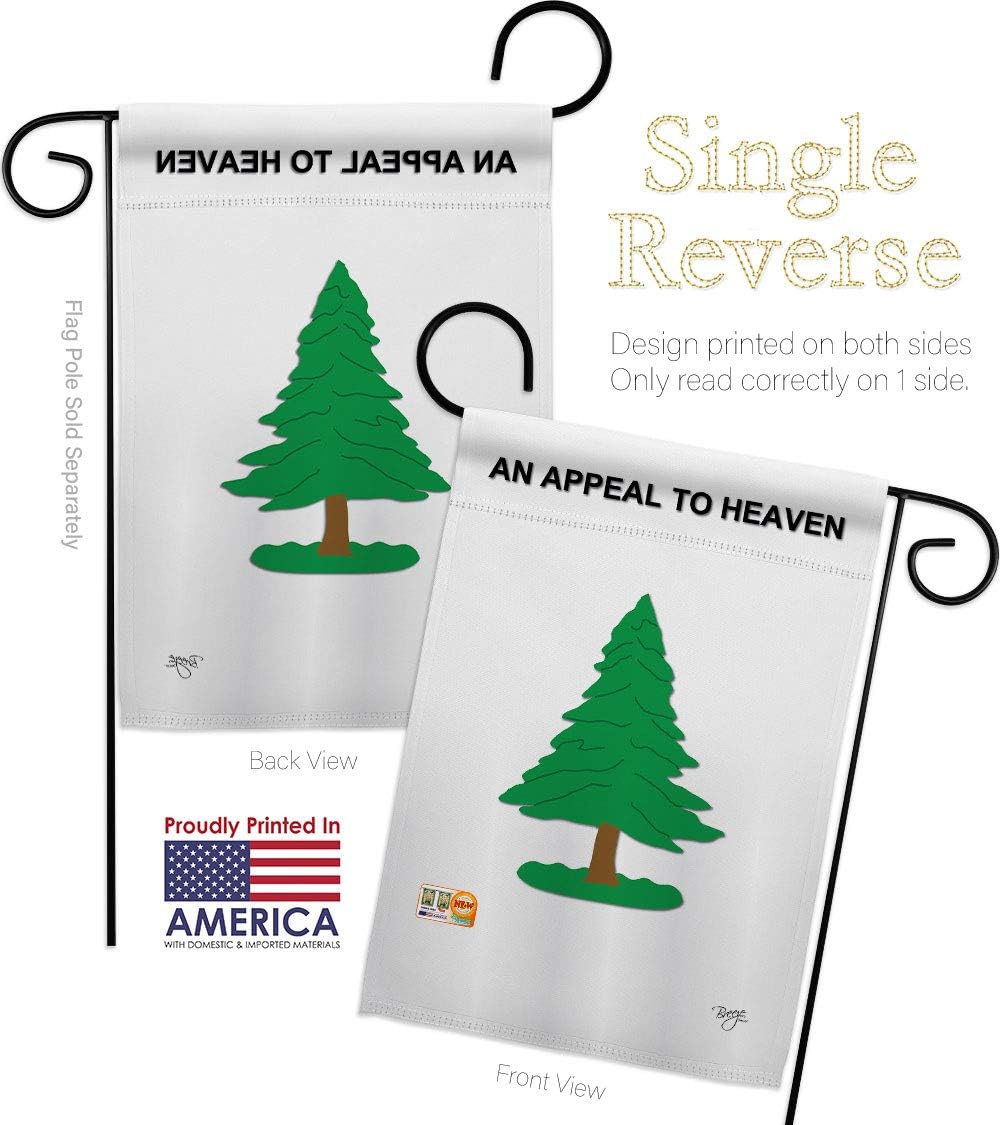 Pine Tree Garden Flag Set Wall Holder Americana US Historic July Memorial Veteran Independence United State American Small Decorative Gift Yard House Banner Made In USA 13 X 18.5