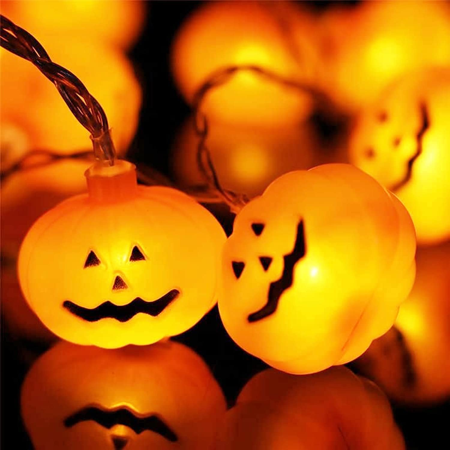 EDWINENE Halloween-Lichterkette – 3 M, 20 LEDs (Kürbisse & Geister), 2 Modi, Batteriebetrieben