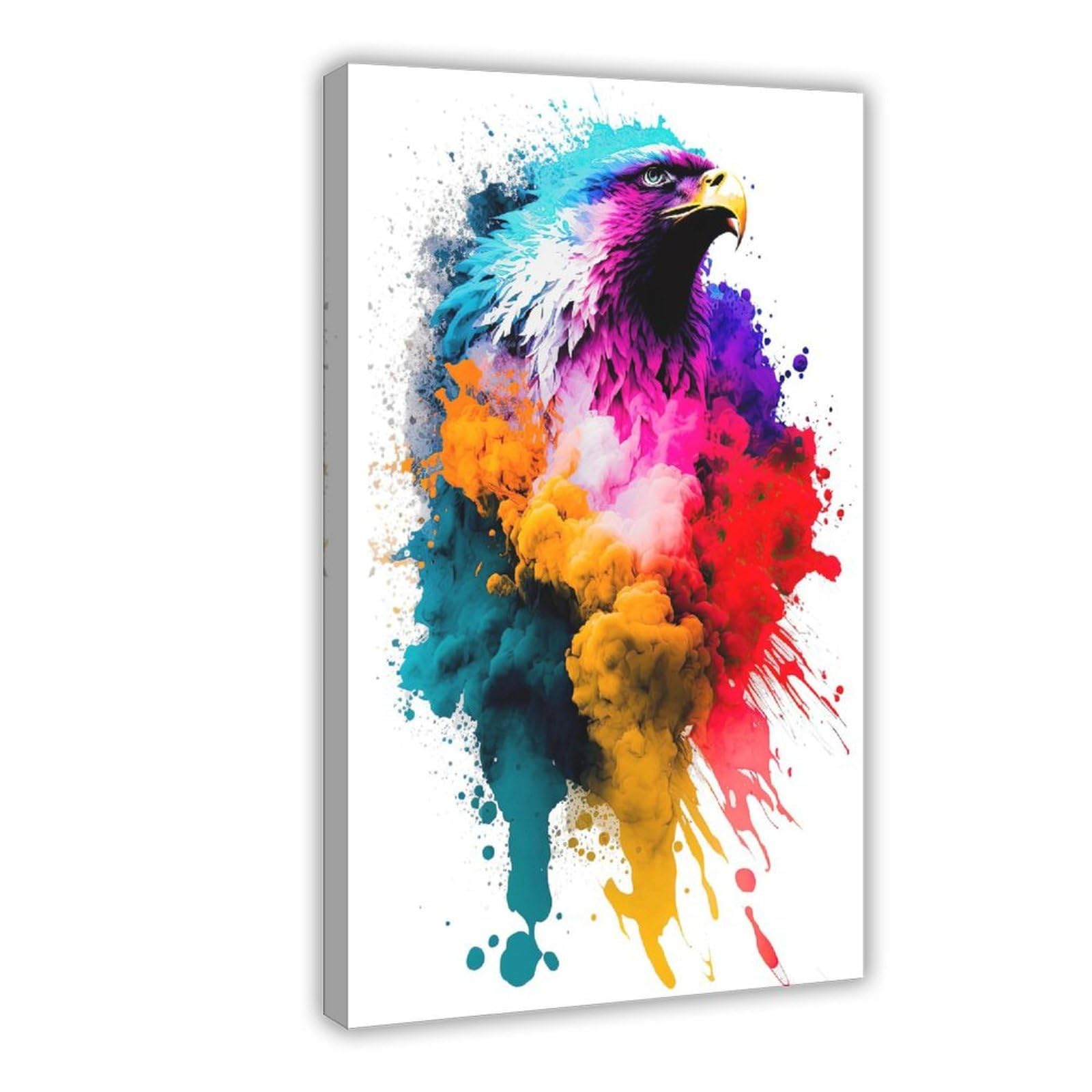 Qnvjqkdsi Frame Color Explode Eagle Art Canvas Poster Bedroom Decor Landscape Office Room Decor Gift 12" L X 18" W