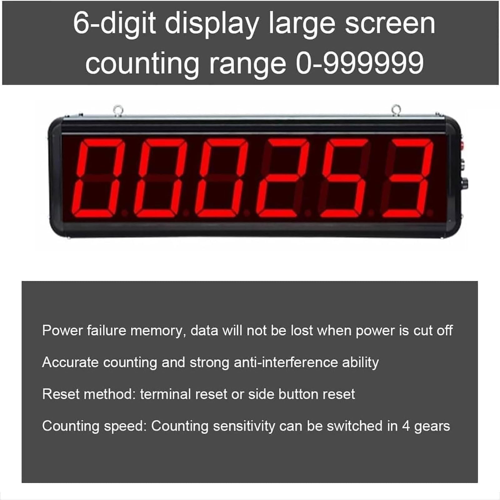 Contatore Digitale a LED con Doppia sonda a infrarossi, Fino a 999999 conteggi, Distanza di rilevamento 0-5 m, Telecomando per Magazzini, logistica, fabbriche, supermercati, Gar,