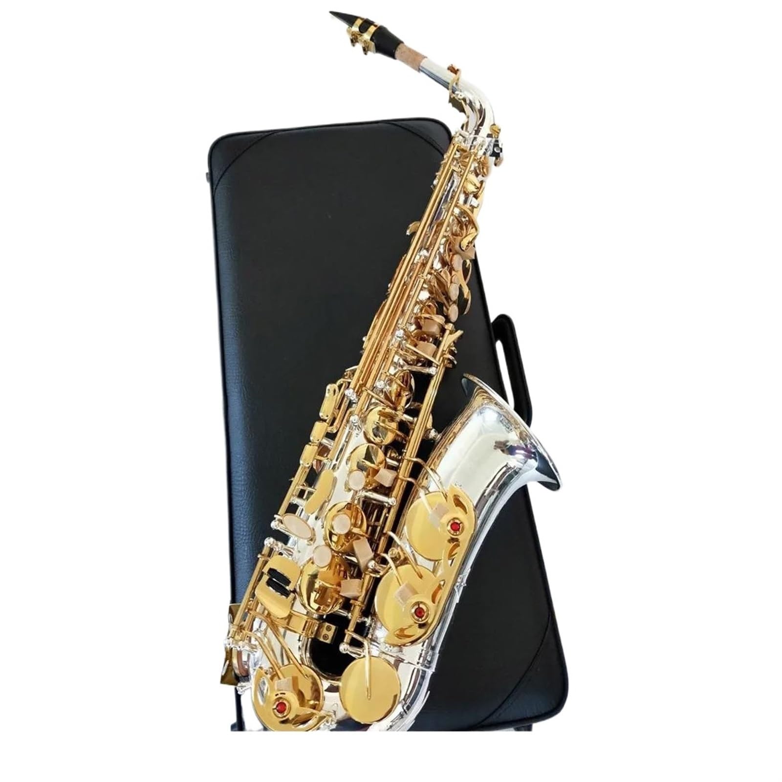 Saxofón Saxofón Alto Chapado En Plata Con Llave Dorada, Saxofón Profesional Con Estuche Para Boquilla