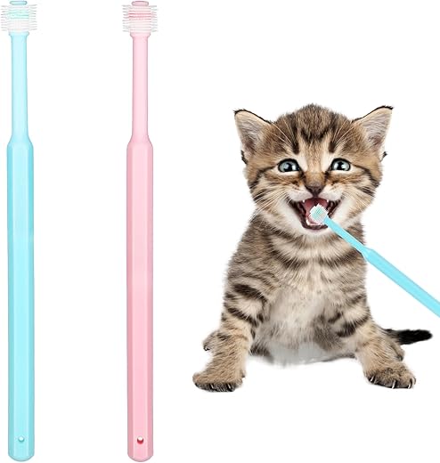 2 Pack Small Dog Cat Toothbrush, 360 Degree Soft Silicone Pet Toothbrush, Cat Dental Care, Oral Hygiene, Deep Teeth Cleaning