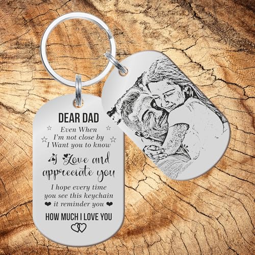 Image of Father's Day Gifts, Dad Birthday Gifts from Daughter Personalised Daddy Photo Keyring - The Moment You Became My Daddy | Personalised New Born Baby Gift