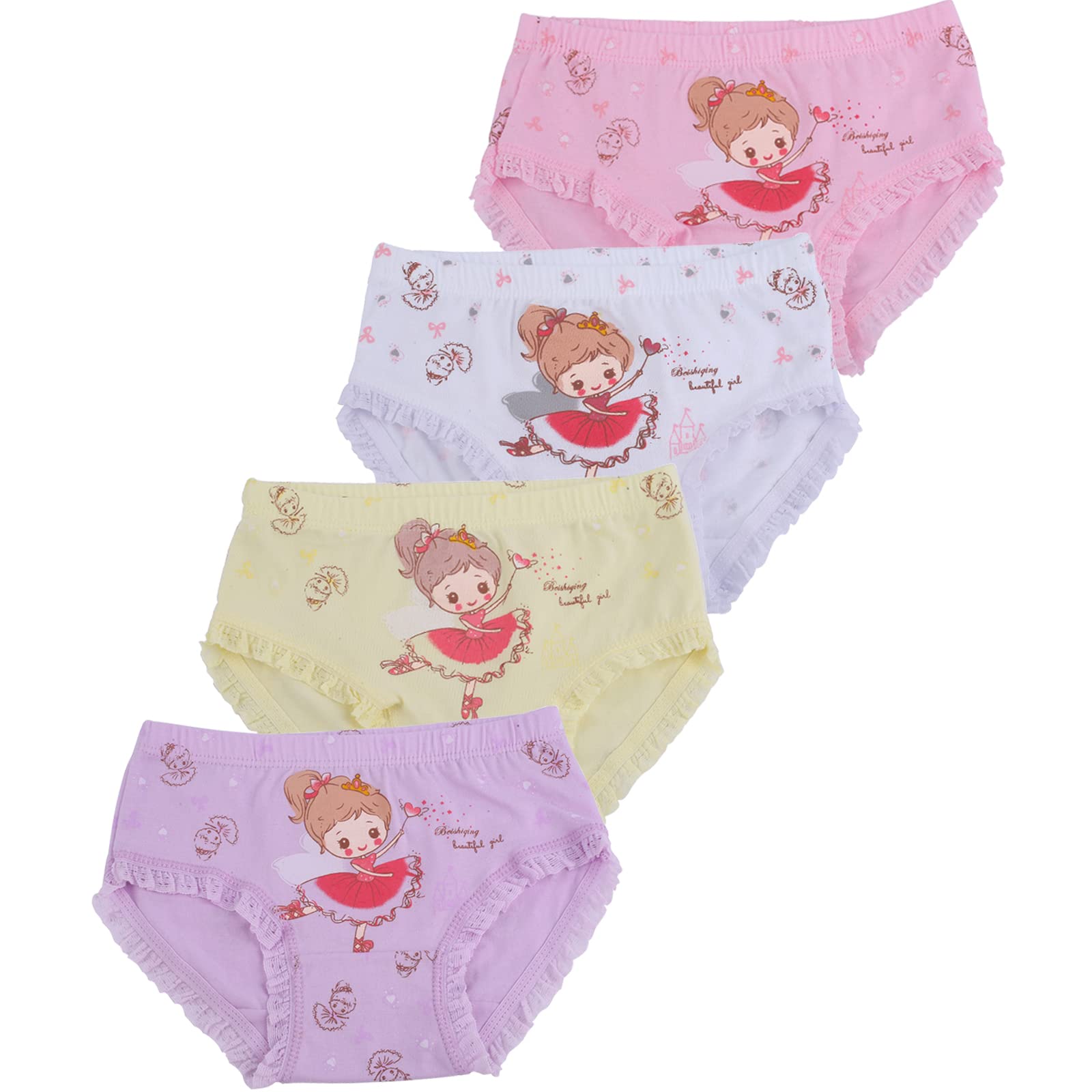 ZHTEAPR Little Kids Girls Underwear Toddler Soft Cotton Boxer Briefs Panties Cute Pattern Boyshorts 2-11years