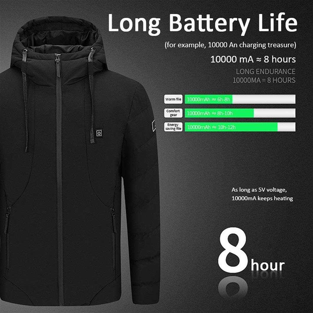 Chaleco térmico Hombres Mujeres Chalecos de plumón de pato USB Calefacción eléctrica Chalecos de senderismo Abrigo de deportes al aire libre Abrigo de invierno con gorra Calefacción inteligente Hombre