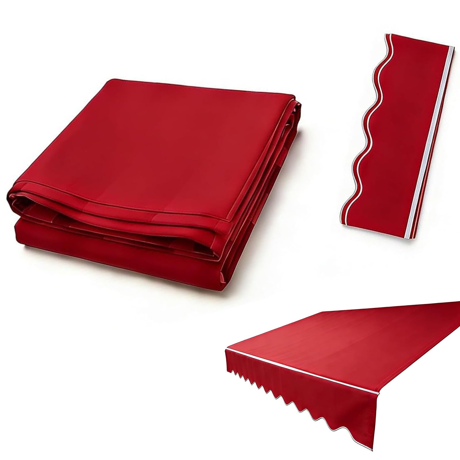 ROFBIHG Retractable Awning Replacement Fabric, Polyester Fabric Sun Shade Awning Cover, Outdoor Retractable Sunshade Cover Replacement Canvas for Patio Awning (Fabric Only)(Red,6.5x3.5m(21.3x11.5ft))