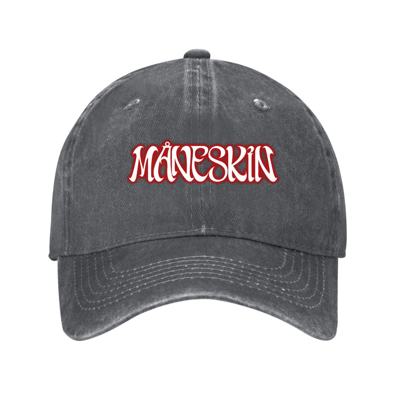 Kciutud Måneskin Maneskin Logo Charcoal Washed Denim Baseball Cap Adjustable Vintage Distressed Dad Hat Men Women Retro Soft Cotton Size is: One Size