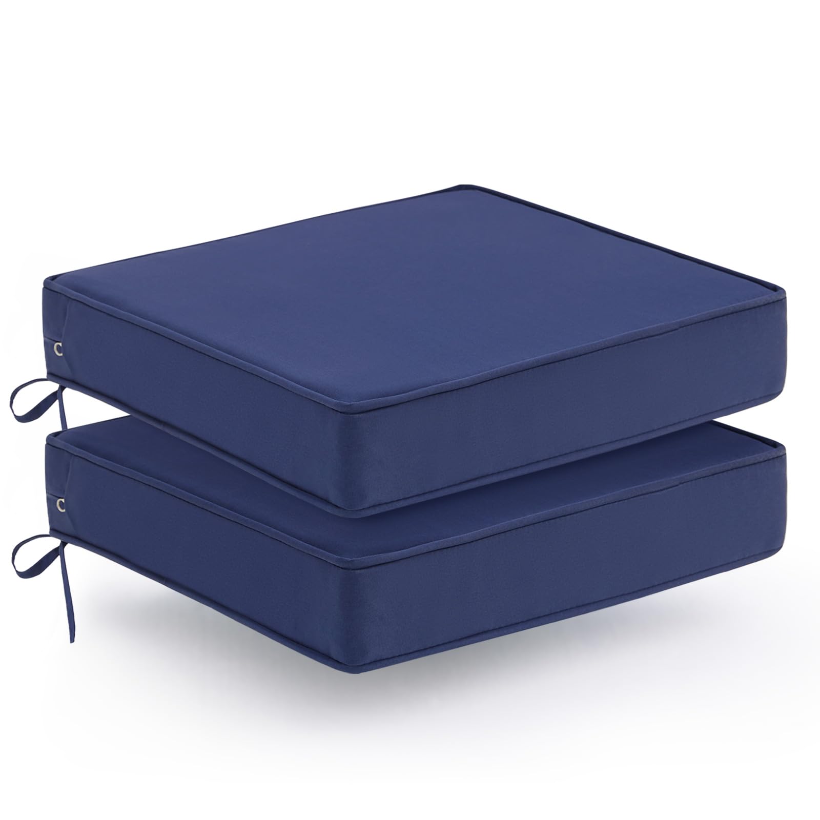 ((similar))outdoor chair cushions set of 2, waterproof patio chair cushions, outdoor patio furniture replacement seat cushions, 19 x 19 x 3 inch, blue