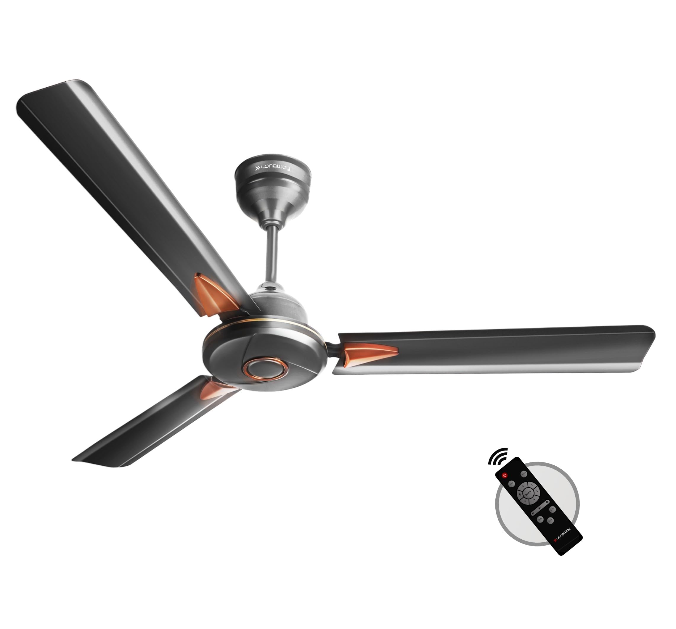 LONGWAY Aero 1200 mm BLDC Ceiling Fan with Remote Control | BEE 5 Star Rated Energy Efficient | Ultra High Speed 3 Blade Anti-Dust Decorative Ceiling Fan (Smoked Brown, Pack of 1)-image-28