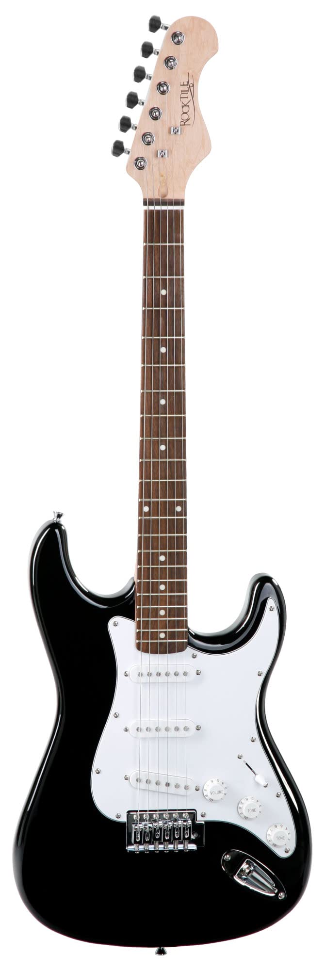 Rocktile Sphere Classic Black E-Gitarre Set (E-Gitarre in ST-Design mit 3 Tonabnehmer und Tremolo, inklusive Verstärker, Ständer, Stimmgerät, Gurt und Gitarrenkabel) Schwarz