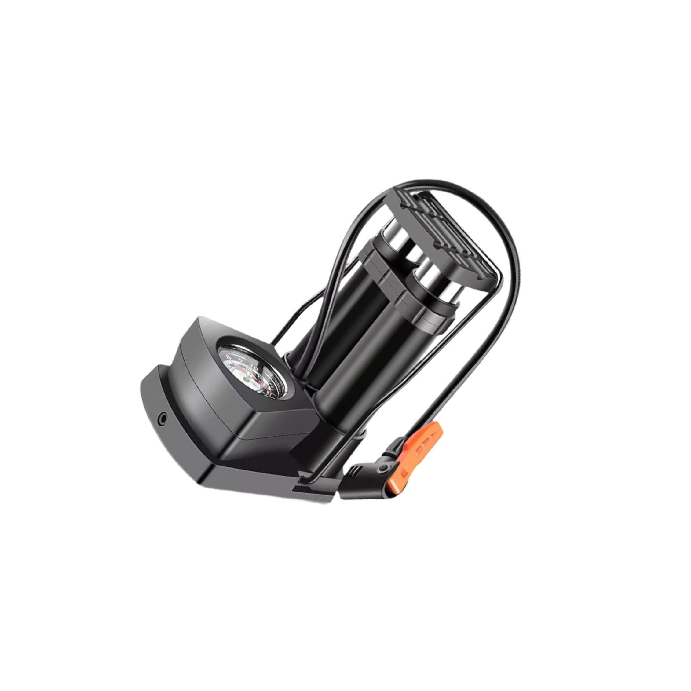 Pompe à Pied Double Cylindre Pour Vélo – Manomètre Précis, Embouts Universels, Portable