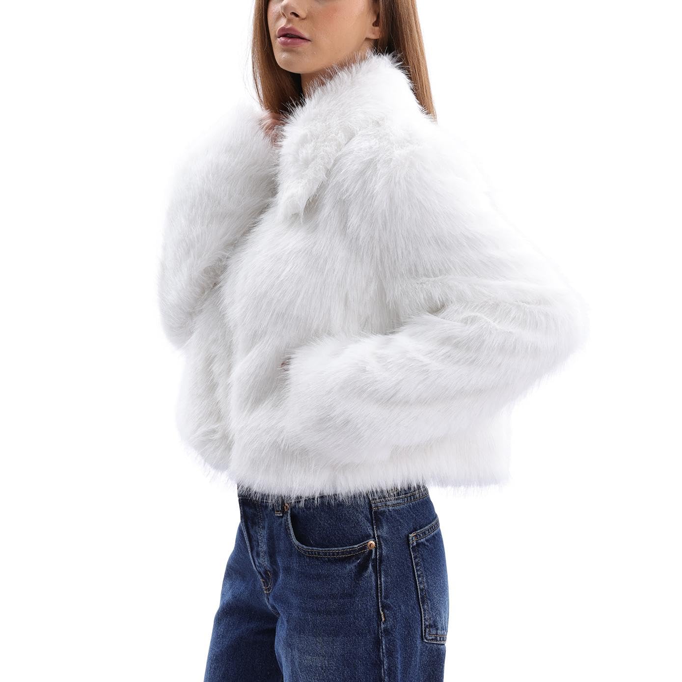 Amazhiyu Pelzmantel Damen Felljacke Kunstfell Jacke Kurz Mit Zipper Pocket