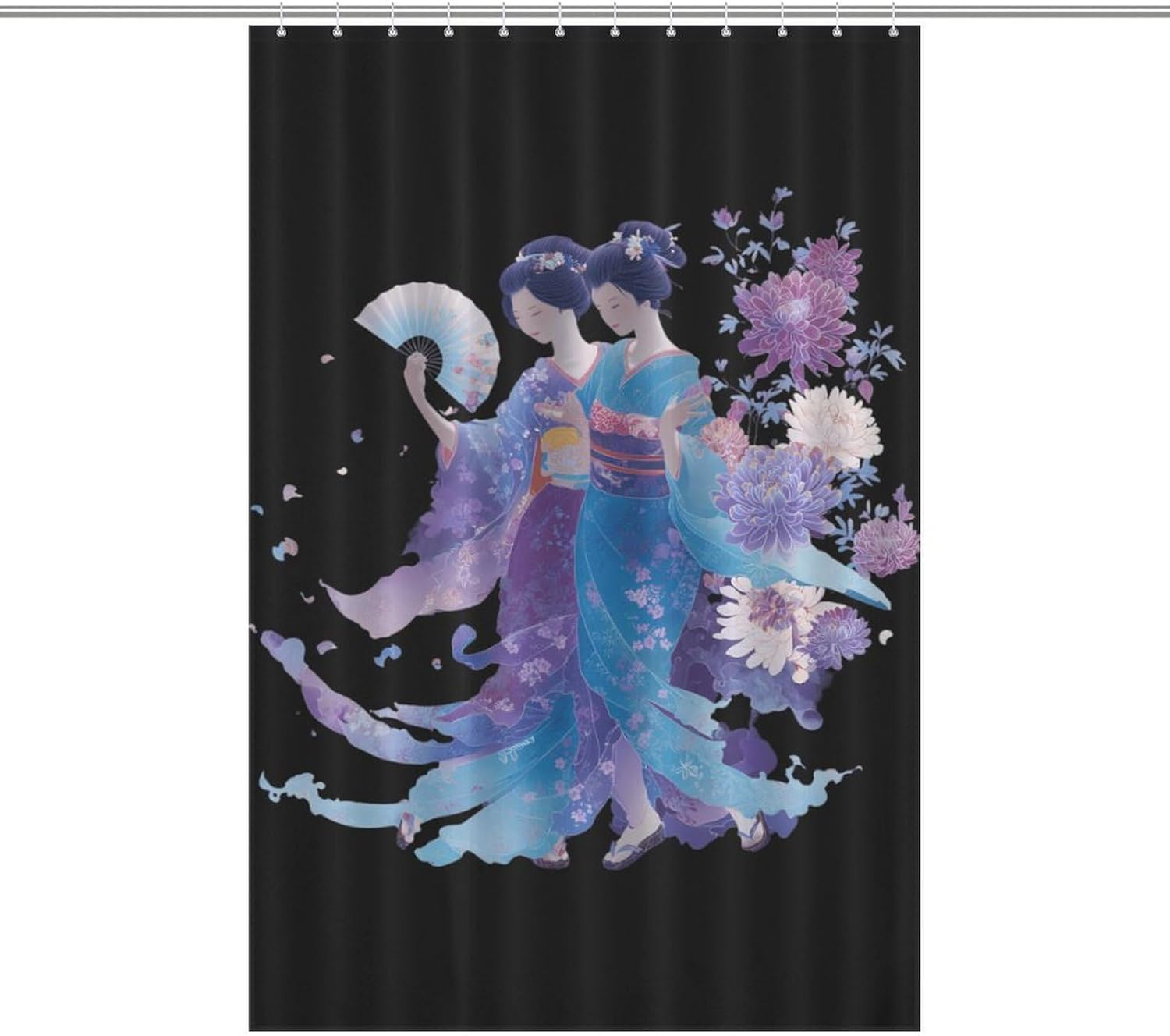 Kimono Dancing Geisha Beauty Shower Curtain 46.85x70.87Inch（119x180cm） Polyester Bath Curtain Shower Curtains Printed Decorative