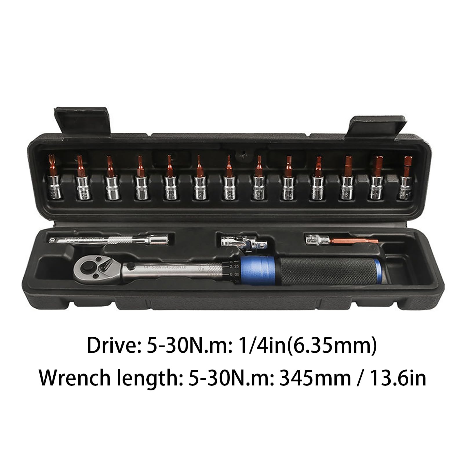 Set di chiavi dinamometriche regolabili, attacco da 1/4 pollici 3/8 pollici, 5-30 N.m 10-60 N.m, chiave dinamometrica a scatto a doppia gamma per riparazioni di biciclette, (5-30N.m)