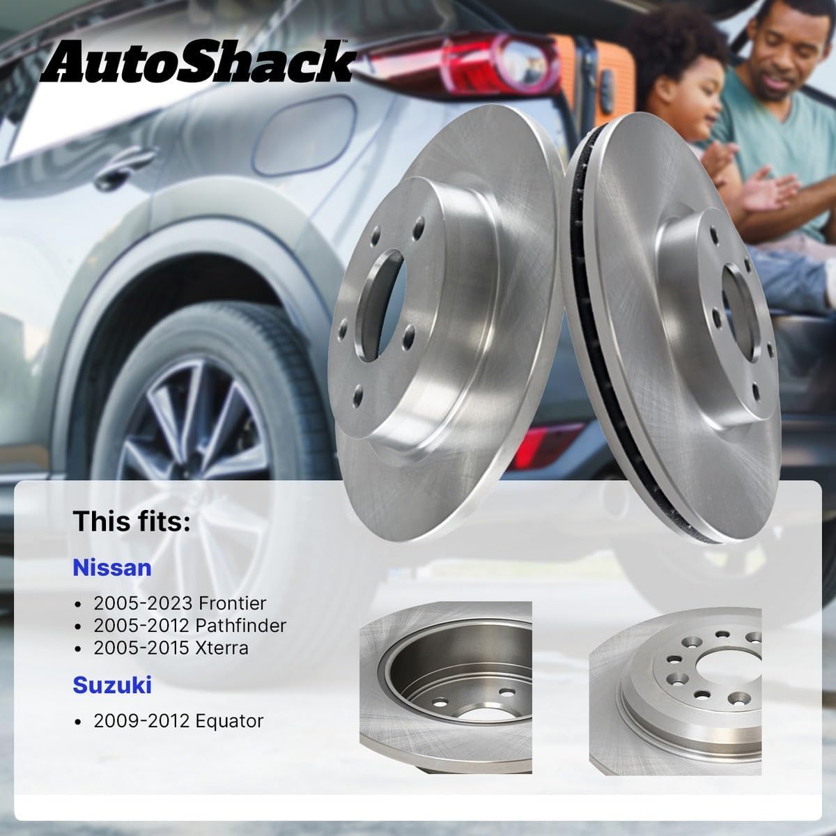 AutoShack Front Vented Brake Rotors 2-PC Set Replacement for 2005-2025 Nissan Frontier 2005-2015 Nissan Xterra 2009-2012 Suzuki Equator 11.64" (295.6 mm)