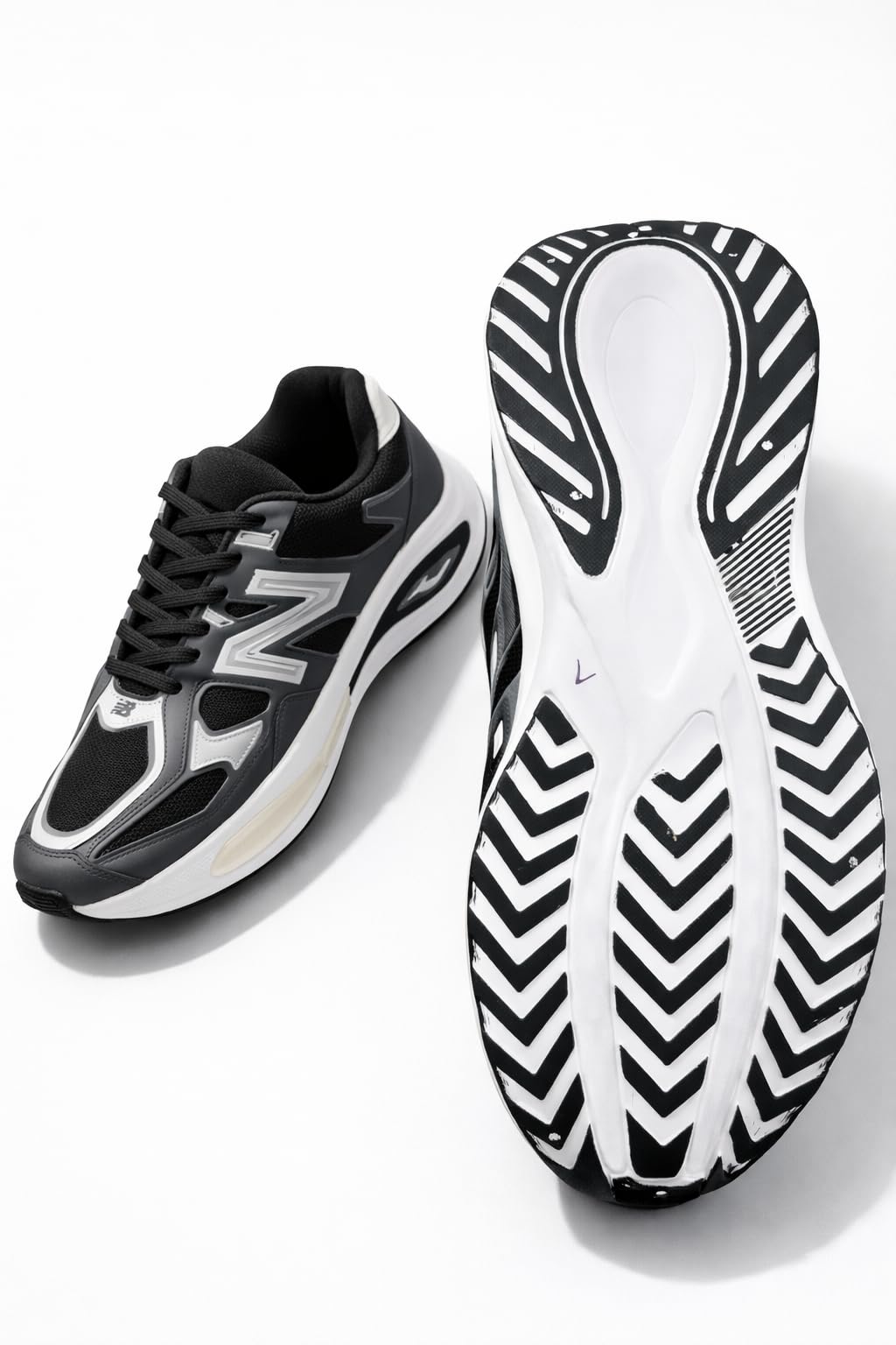 AUSTRICH Athletic Running Shoes, Black and Silver, Breathable Mesh Upper, Air Cushion Heel, Plush Cushioning, Performance Sneakers for Men (UK Footwear Size System, Adult, Men, Numeric, Medium, 6) 3