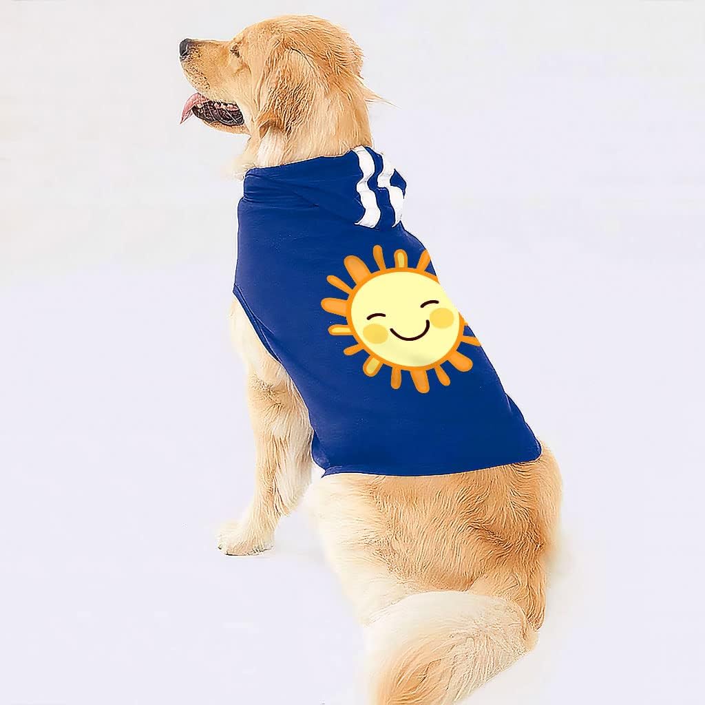 Sun Design Dog Shirt with Hoodie - Printed Dog Hoodie - Cool Design Dog Clothing - Royal White, M