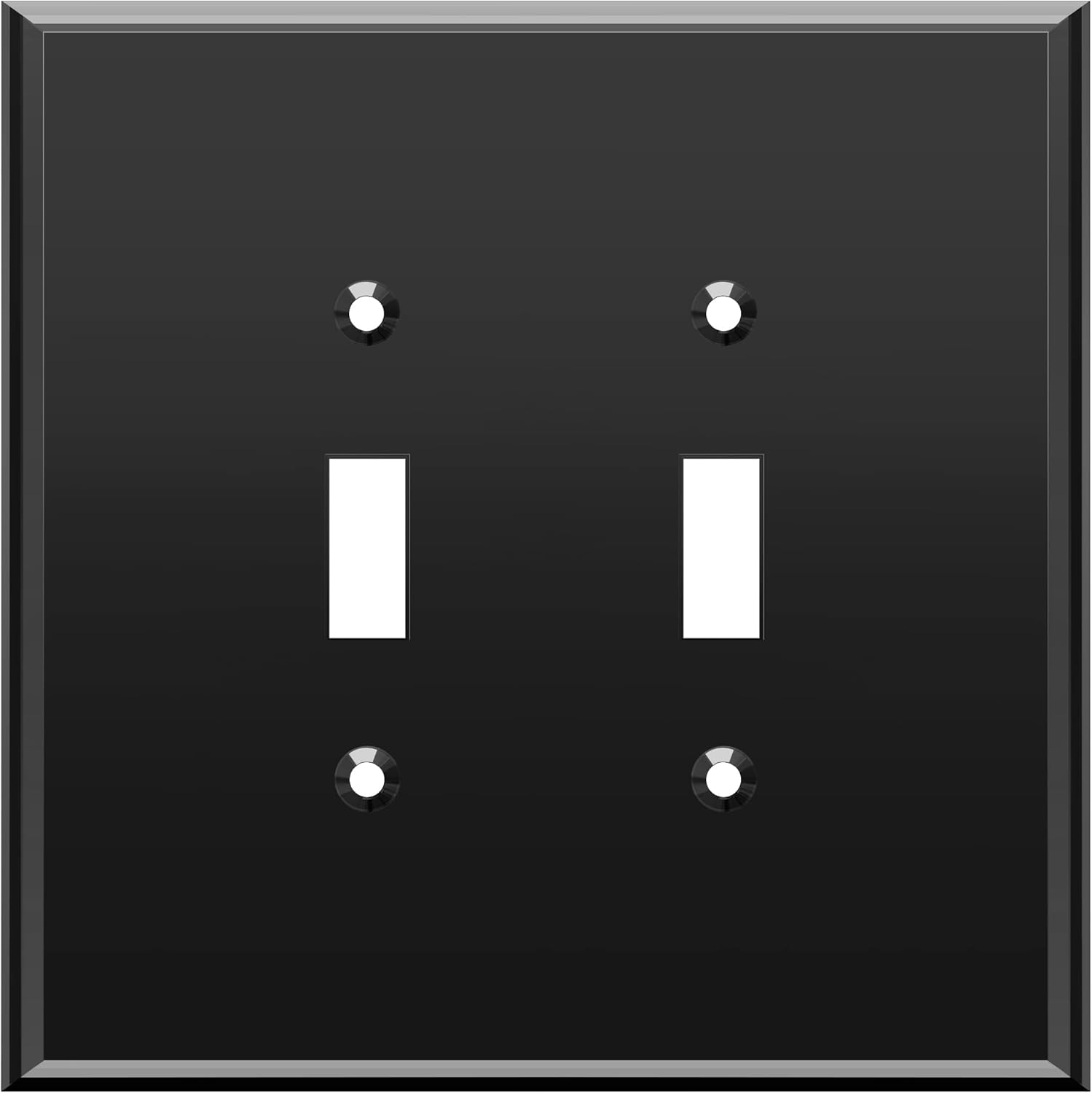 LIDER Double Toggle Switch Acrylic Wall Plate, Mirrored Dual Light Switch Plate, Plexiglass Switch Cover, Reflective Finish, Modern Decoration Upgrade, Oversized 2-Gang 5.25" x 5.25", Black Black 2 Gang 1 Pack