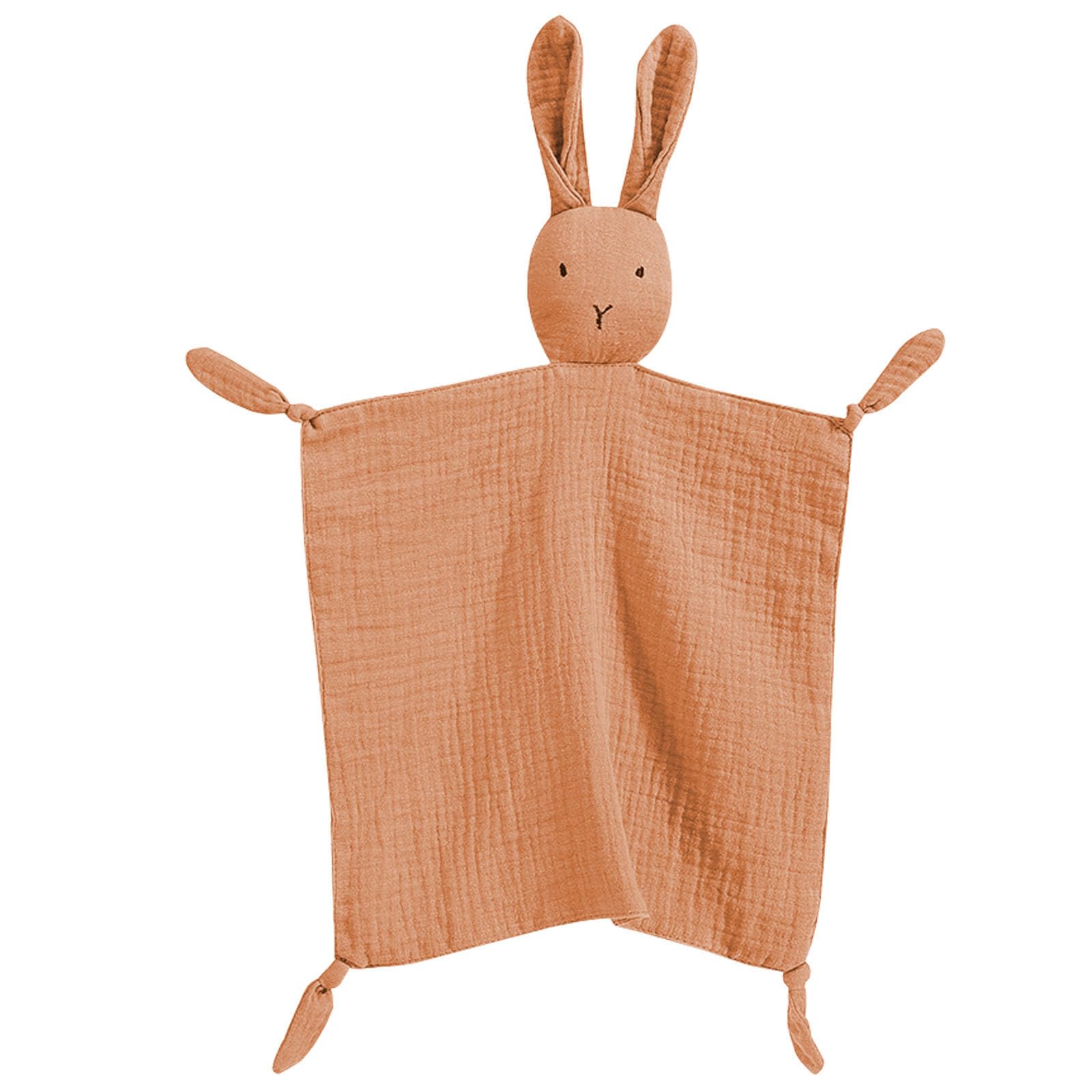 Organic Cotton Muslin Lovey Blanket, Organic Cotton Muslin Bunny Security Blanket Soft &amp; Breathable Lovie Baby Gifts for Boys and Girls