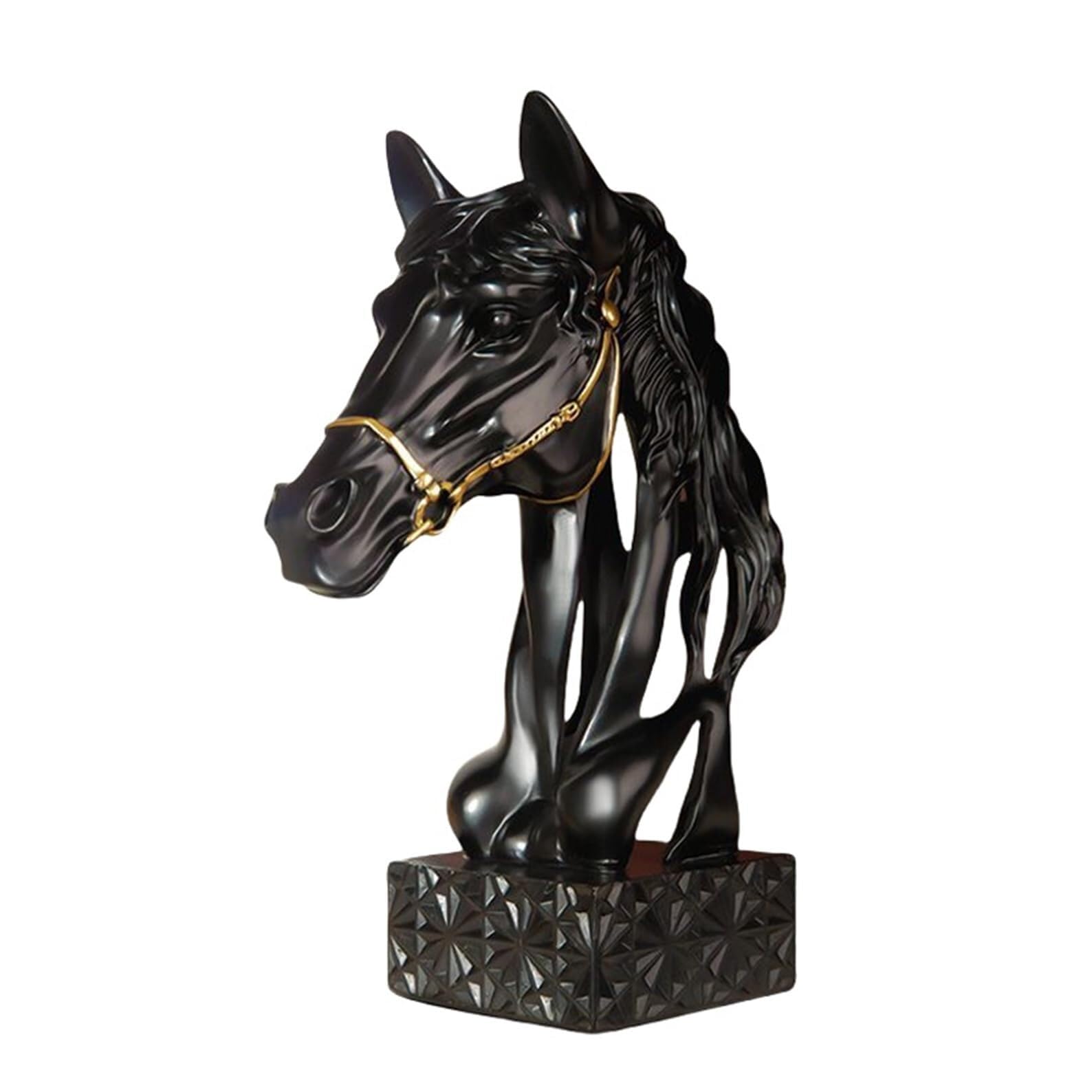 JJJing5 Decor 12 Inch Horse Figurines Resin Sculpture Abstract Openwork Design Statue Nightstand Accessories(Black)