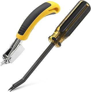 QWORK Staple Remover, Heavy Duty Tack Puller, Industrial Staple Remover Upholstery Tool with Double Pronged Head, for Furniture, Floor, Frame, Carpet