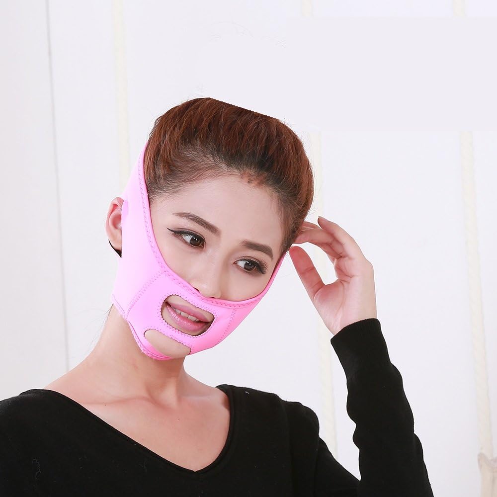 Genesis Seller V Line Facial Mask Half Face Slimming Cheek Mask Chin Belt Sheet Anti Wrinkle Face Lift Up (Pink)