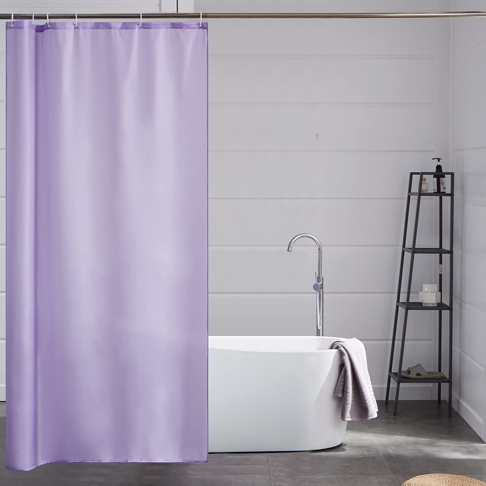 Cortinas Baño Blanca Antimoho Antibacteriano Impermeable Poliester Tela Lisa Lavable, con 12 Ganchos Plásticos, 180x200 Cortina. — view 115
