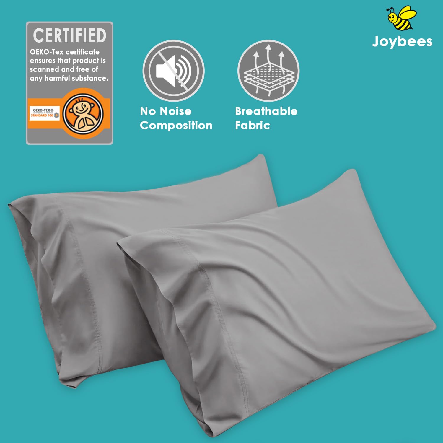 Pillow Cases 2 Pack Grey - Image 2