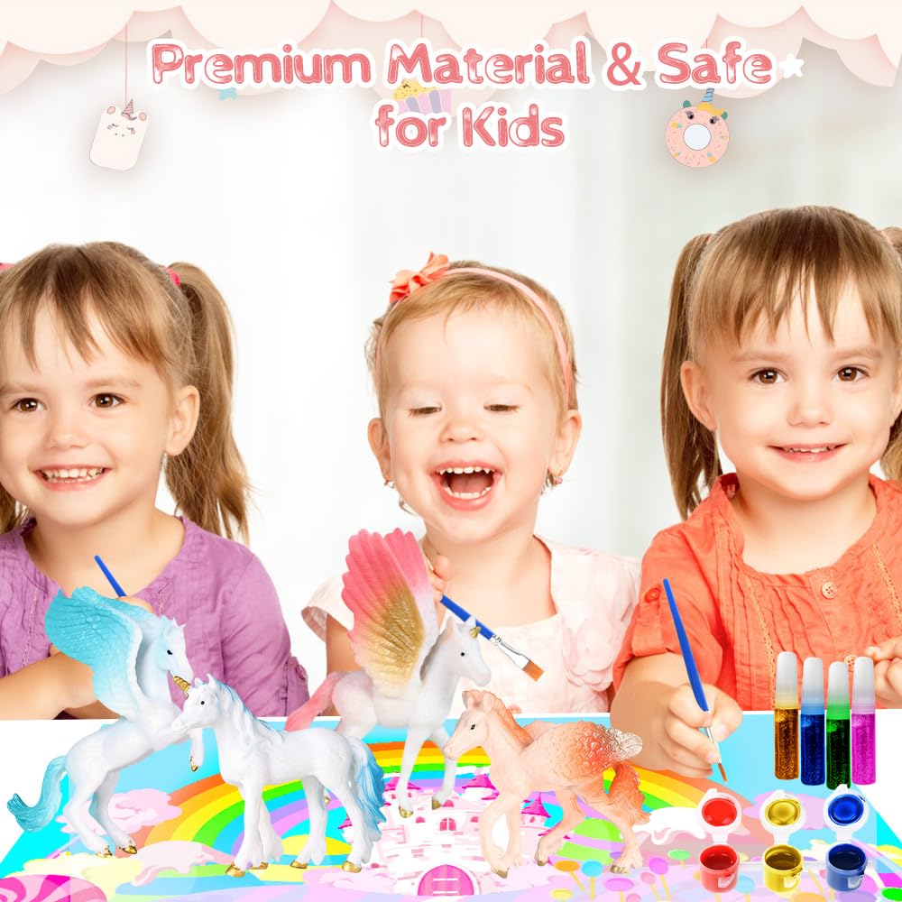 Kit Créatif Licorne En Plâtre à Peindre - Moule Silicone, Peintures Incluses, Activité Manuelle Enfants 5-10 Ans - 10