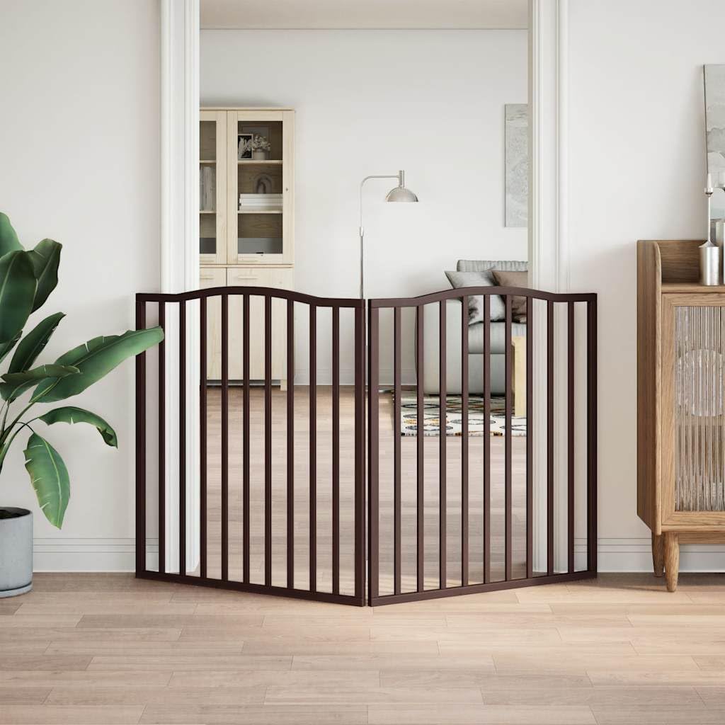 Brokky Cancello Cani Pieghevole 2 Pannelli Marrone 160cm Legno Pioppo-Cancelletto per Bambini, Barriera per Cani e Neonati, Recinzione Scale, Cancellino