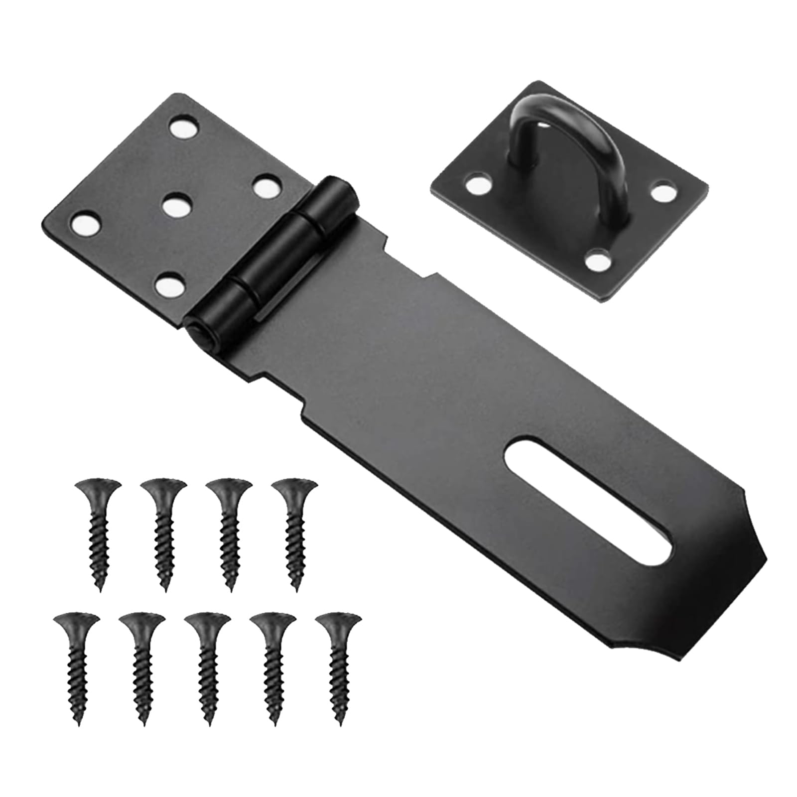 Treetribe Black 1 Piece Heavy-Duty Shed Lock Buckle,Stainless Steel Padlock Hasp And Staple Heavy Duty Shed Lock Hasp 4 Inch Shed Door Latch For Doors, Windows, Cabinets, Pet Cages, Lockers Etc(Black)