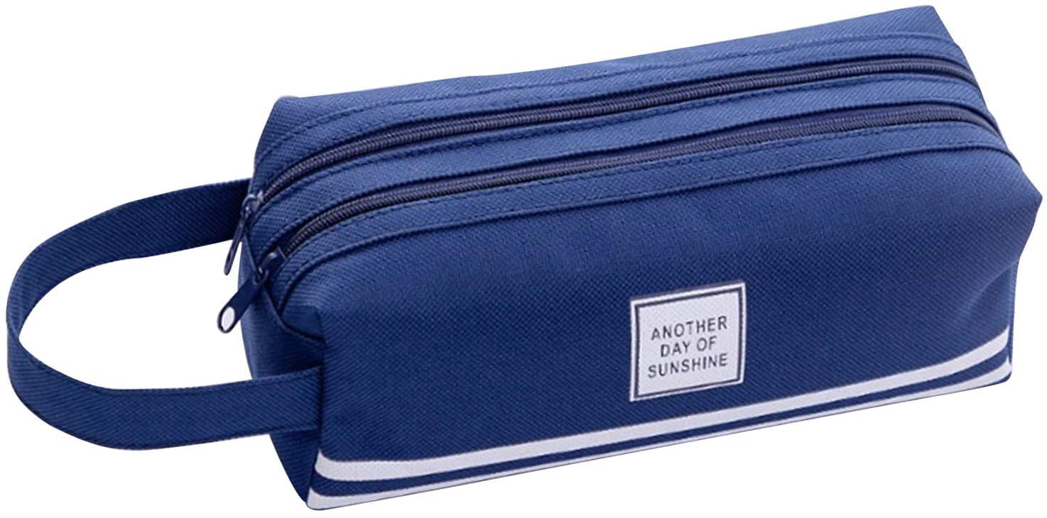 Pencil Case, Pencil Case, Felt Student Large-Capacity Pouch, Zipper Bag, Durable Stationery Bag, Suitable for Organizing Student Supplies, Office Storage Bag, and Youth Schools (Blue, L)