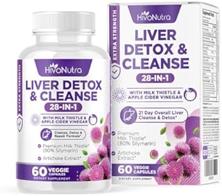 28-in-1 Liver Cleanse Detox & Repair Fatty Liver Formula - Milk Thistle Silymarin, Artichoke Extract, Dandelion & Apple Cider Vinegar - Liver Health Supplement Support Pills - Vegan Capsules