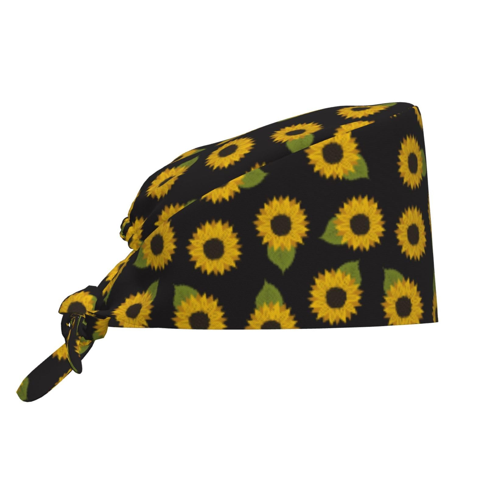 Kuilepa Sunflowers Print Working Caps With Sweatband Adjustable Working Hats Elastic Scrub Hats Nurse Scrub Cap