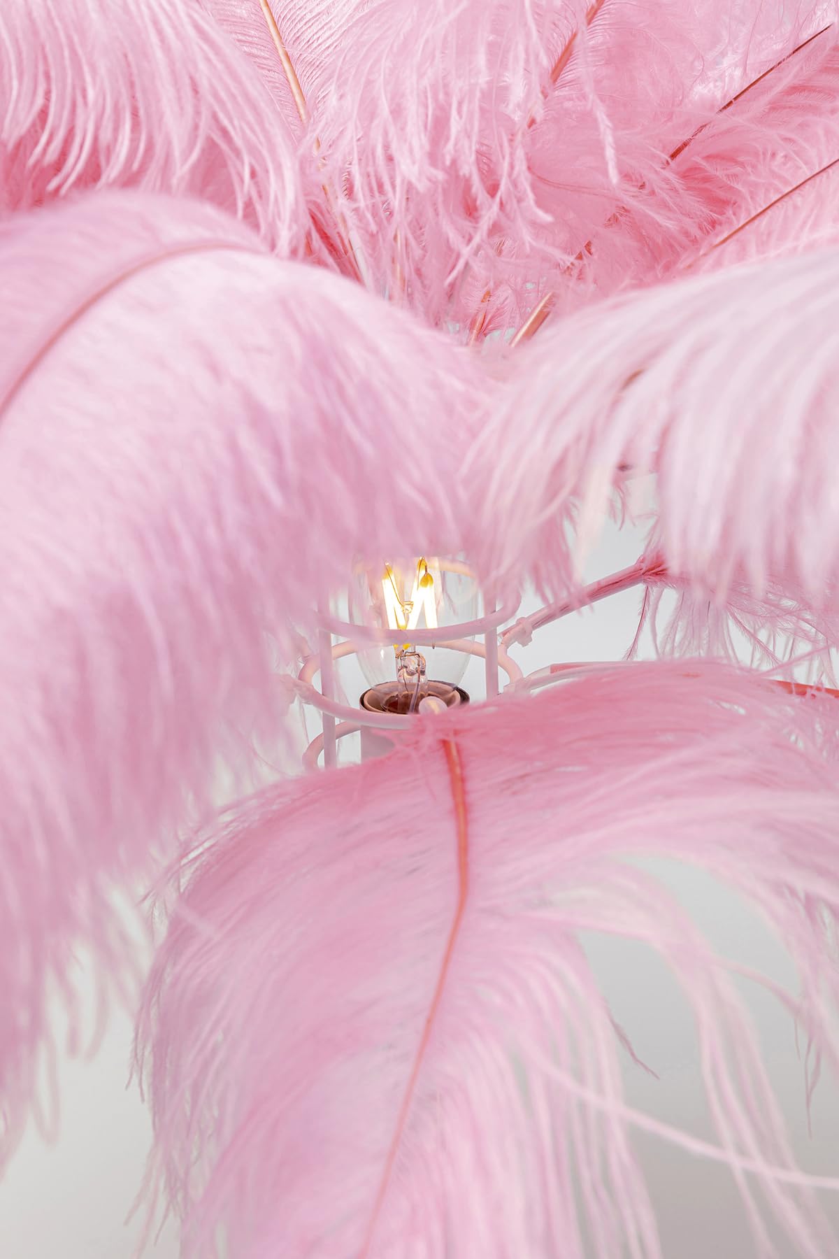 Kare Design Tischlampe Feather Palm Rosa, Schreibtischlampe, Desk Lamp, Nachttischlampe, Dekoleuchte, Leuchtmittel nicht inklusiv, Tischleuchte, Palmen Motiv, Federn, 60x50x50cm