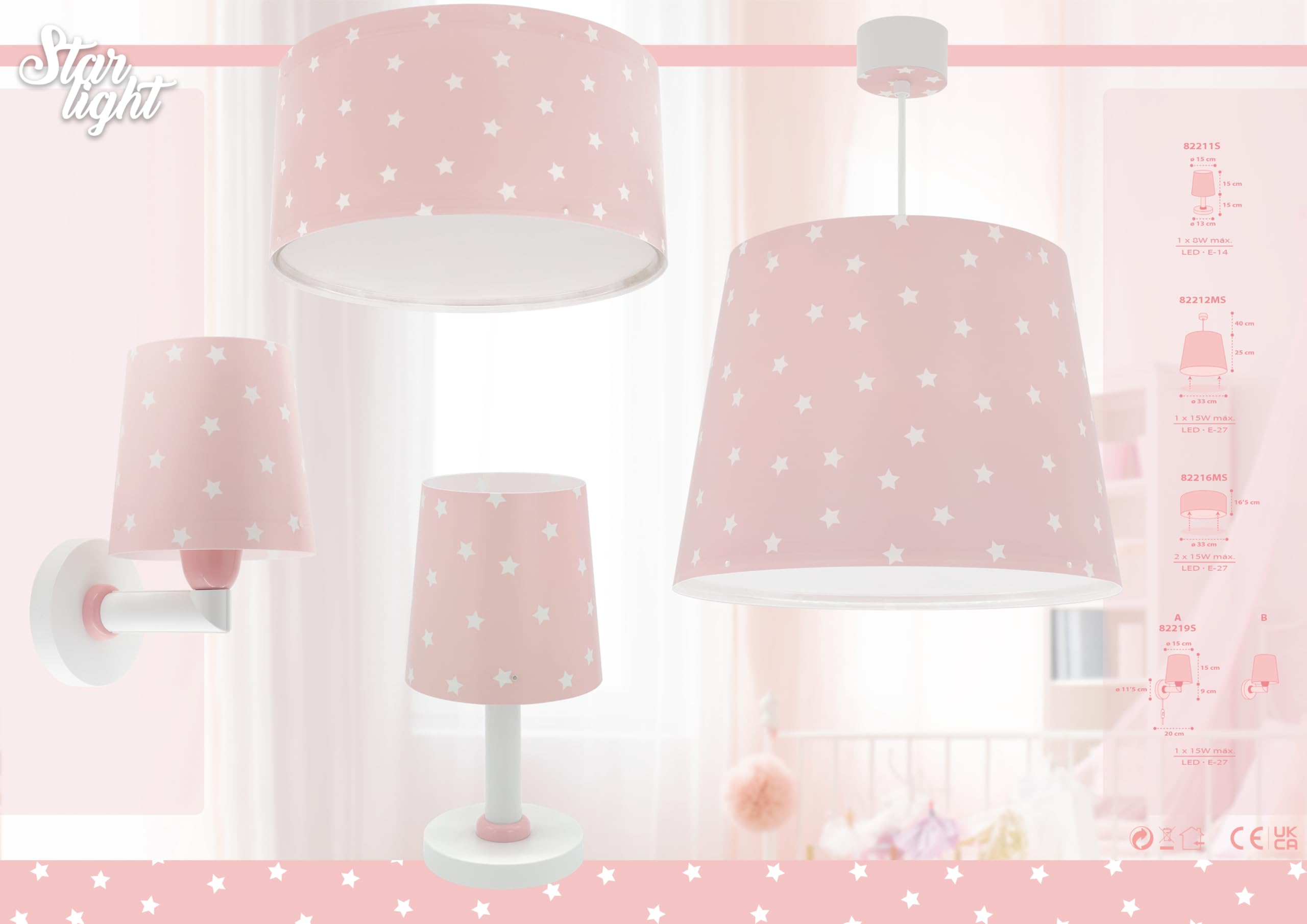 Dziecięca lampa stołowa Dalber Star Stars w kolorze jasnoróżowym