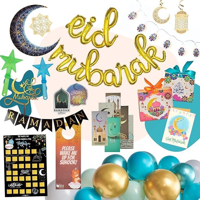 Eid Decorations JUMBO Set + Ramadan Decor and Activities, Eid Gifts for Kids, Teens and Families, Stickers, Lights, Balloons & More! ???? ??? ?????? Eid, Ramadan (Full)